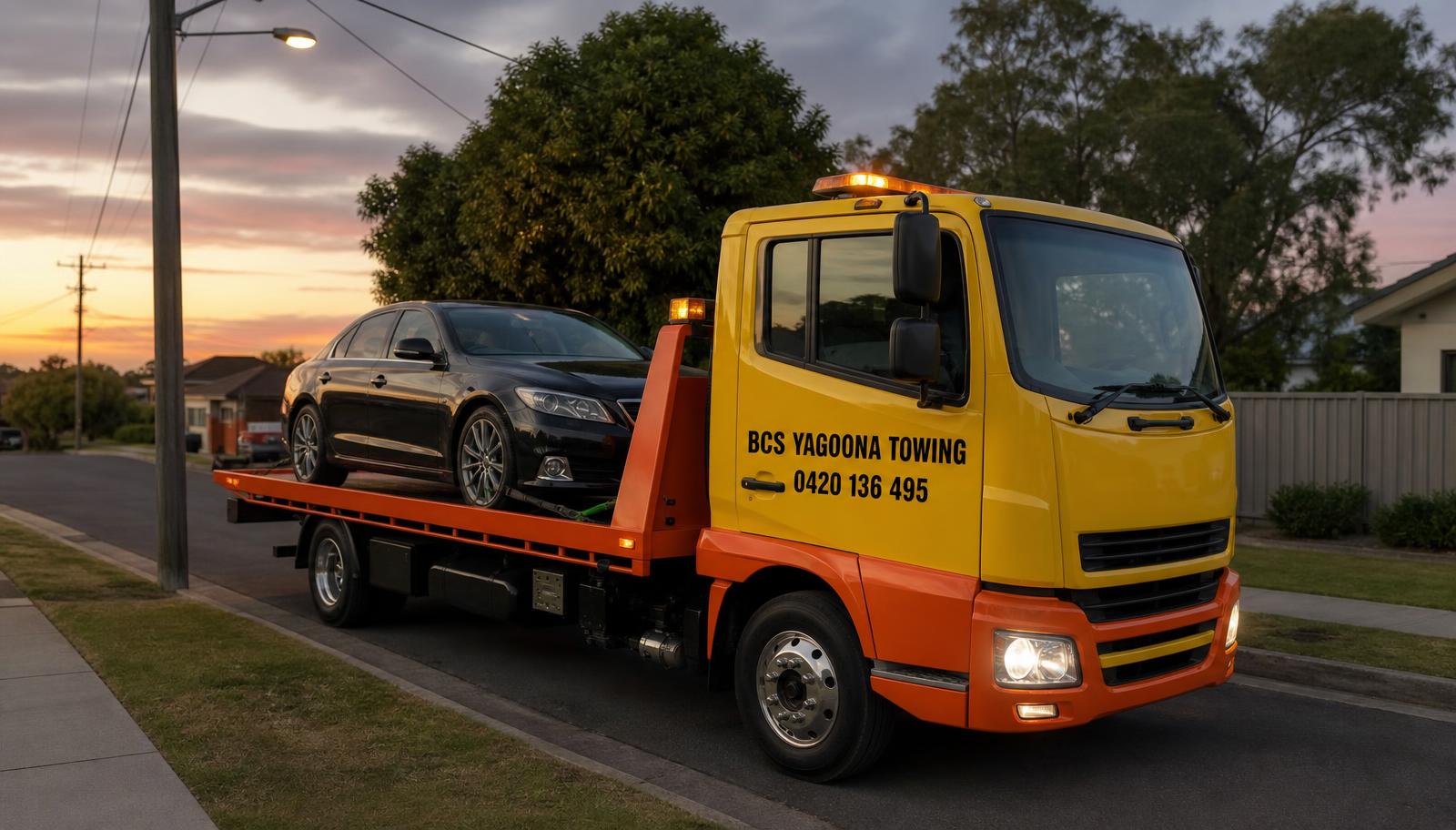 BCS Yagoona Towing tow truck carrying a car in Yagoona NSW